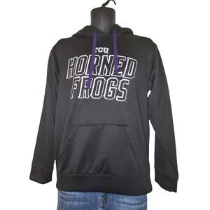 NCAA Champion‎ Hoodie Men Sz S TCU Horned Frogs Black Purple Athleisure